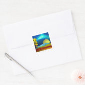 landschap van de vloeibare lucht vierkante sticker (Envelop)