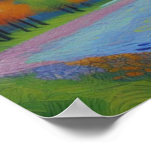 Landschap Van Gogh stijl Poster (Hoek)