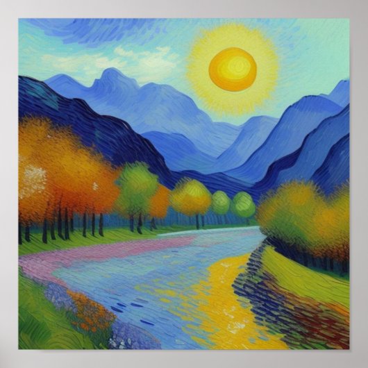 Landschap Van Gogh stijl Poster (Voorkant)