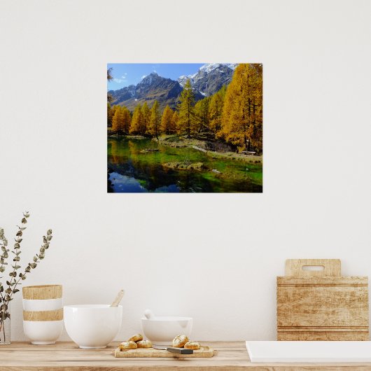 Landschap van het bergmeer poster (Keuken)