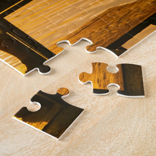 Landschap van het eenzame Man Beach Lake Sunset Sc Legpuzzel (Zijkant)