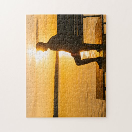 Landschap van het eenzame Man Beach Lake Sunset Sc Legpuzzel (Verticaal)