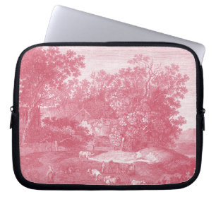 Landschap van het Franse Roze Toile de Jouy Shabby Laptop Sleeve