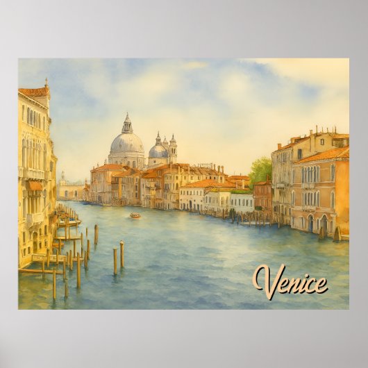 Landschap van het Groot Kanaal in Venetië Poster (Voorkant)
