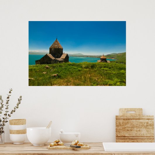 Landschap van het klooster Sevan Poster (Keuken)