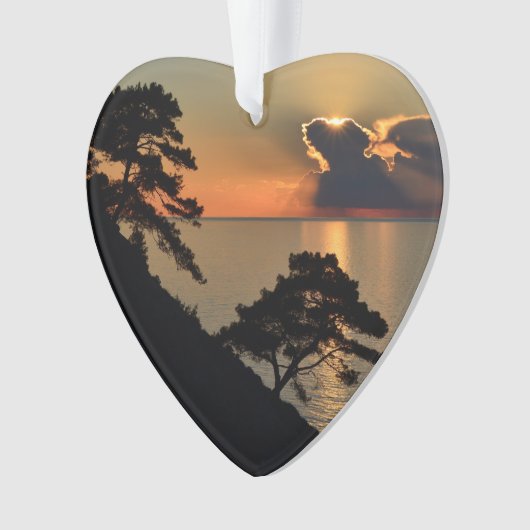 Landschap van het meer Sky Clouds Gedateerde Foto Ornament (voorkant)