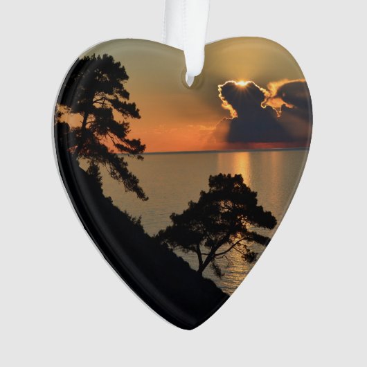 Landschap van het meer Sky Clouds Gedateerde Foto Ornament (voorkant)