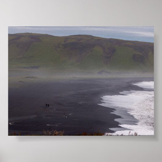 Landschap van het zwarte strand in IJsland Poster (Voorkant)