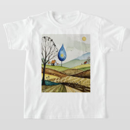 landschap van heuvels met kleine huizen t-shirt