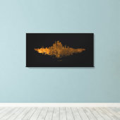 Landschap van Los Angeles - Oranje Canvas Afdruk (Insitu (Houten vloer))