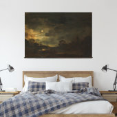 Landschap van moonlight, Aert van der Neer, 1630 - Canvas Afdruk (Insitu (Slaapkamer))