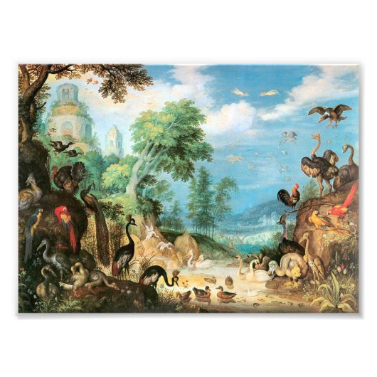 landschap van Roelant Savery met vogels Foto Afdruk (Voorkant)
