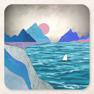 Landschap van Sailboat Cove Kartonnen Onderzetters