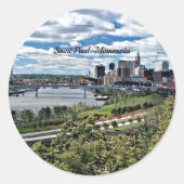 Landschap van Saint Paul, Minnesota Ronde Sticker (Voorkant)