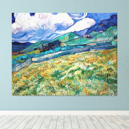 Landschap van Saint-Rémy door Vincent van Gogh 188 Canvas Afdruk (Insitu (Houten vloer))