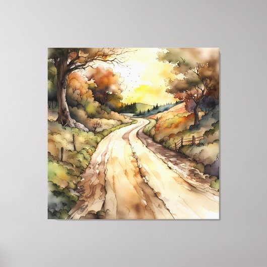 Landschap van Sunset Country Road Canvas Afdruk (Voorkant)