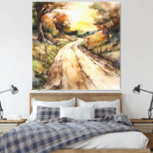 Landschap van Sunset Country Road Canvas Afdruk (Insitu (Slaapkamer))