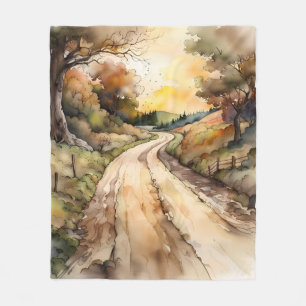 Landschap van Sunset Country Road Fleece Deken