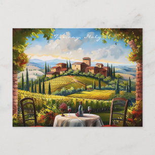 Landschap van Toscane Schilderij Italië   Travel A Briefkaart