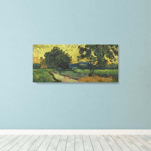 landschap van Van Gogh in Twilight Canvas Afdruk (Insitu (Houten vloer))