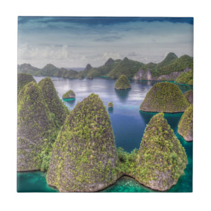 Landschap van Wayag-eiland, Indonesië Tegeltje