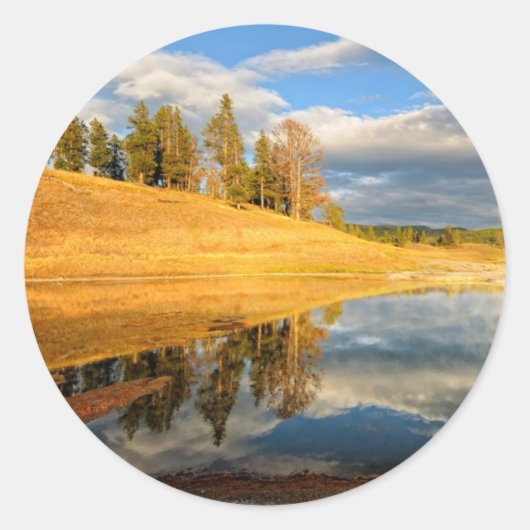 Landschap van Yellowstone Ronde Sticker (Voorkant)