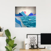 Landschap van zeilbootcove poster (Thuiskantoor)