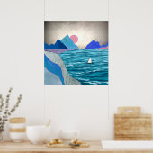 Landschap van zeilbootcove poster (Keuken)