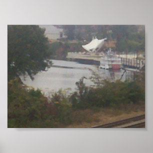 landschap, veerboot met een object poster