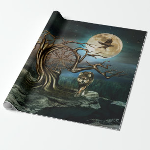 Landschap Vegvisir Tree Moon Cadeaupapier