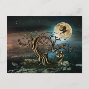 Landschap Vegvisir Tree Moon Feestdagenkaart