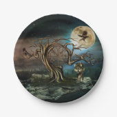 Landschap Vegvisir Tree Moon Papieren Bordje (Voorkant)