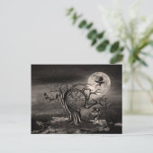 Landschap Vegvisir Tree Moon - sepia Feestdagenkaart (Staand voorkant)