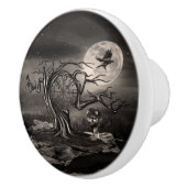 Landschap Vegvisir Tree Moon - sepia Keramische Knop (Rechts)