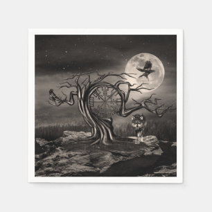 Landschap Vegvisir Tree Moon - sepia Servet
