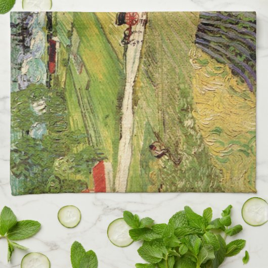 Landschap, vervoer en trein door Vincent van Gogh Theedoek (Gevouwen)