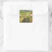 Landschap, vervoer en trein door Vincent van Gogh Vierkante Sticker (Tas)