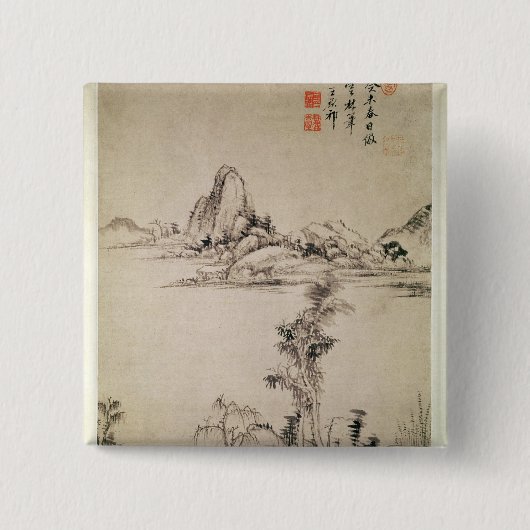 Landschap Vierkante Button 5,1 Cm (Voorkant)