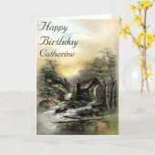  landschap Watermill Birthday Card Kaart (Gele Bloem)