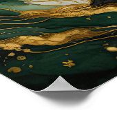 Landschap Waterverf Abstract Schilderen Groen Goud Poster (Hoek)