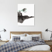 Landschap waterverf Black en White Mountains Canvas Afdruk (Insitu (Slaapkamer))