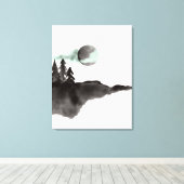 Landschap waterverf Black en White Mountains Canvas Afdruk (Insitu (Houten vloer))