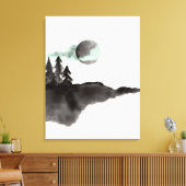 Landschap waterverf Black en White Mountains Canvas Afdruk (Insitu (Woonkamer))