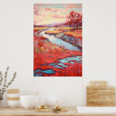 Landschap Waterverf schilderij Poster (Keuken)