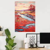 Landschap Waterverf schilderij Poster (Thuiskantoor)