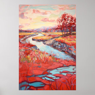 Landschap Waterverf schilderij Poster