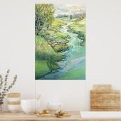 Landschap Waterverf schilderij Poster (Keuken)