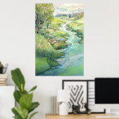 Landschap Waterverf schilderij Poster (Thuiskantoor)