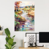 Landschap Waterverf schilderij Poster (Thuiskantoor)