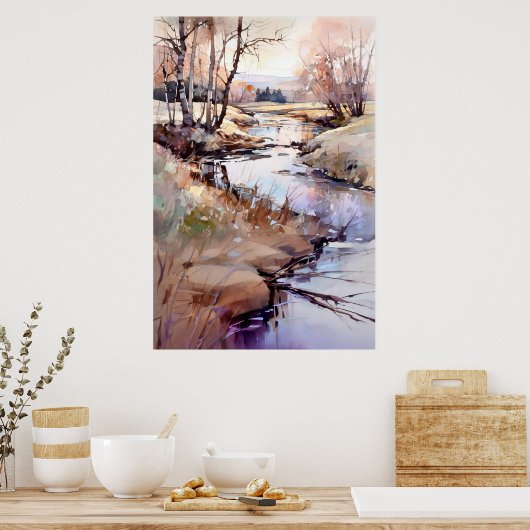 Landschap Waterverf schilderij Poster (Keuken)